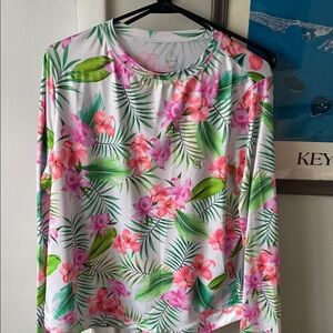 Hurley Floral Long Sleeve Top - Pink and Green